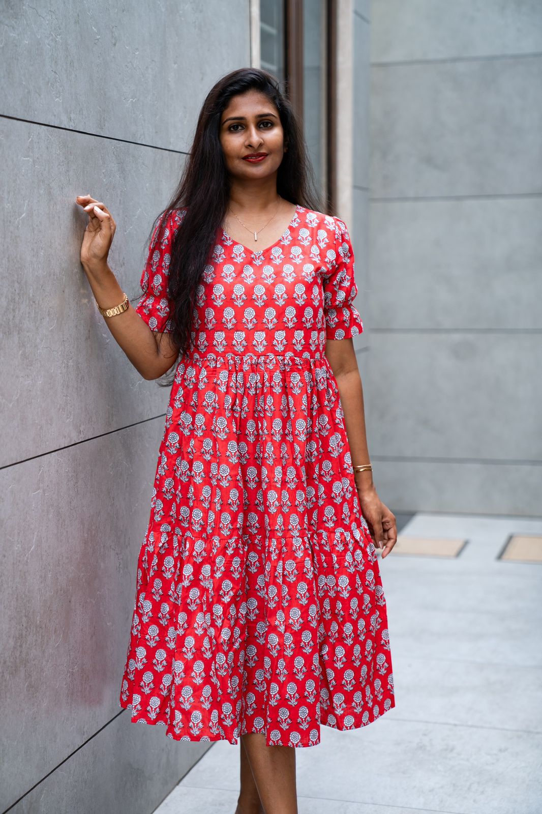 Chilly red cotton maxi