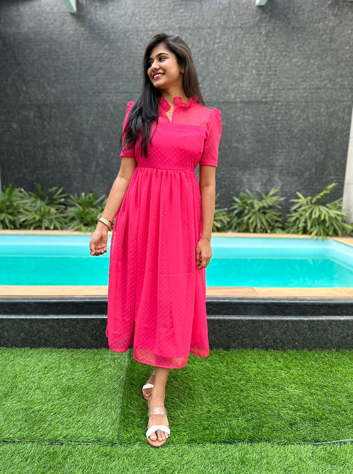 Barbie pink georgette maxi