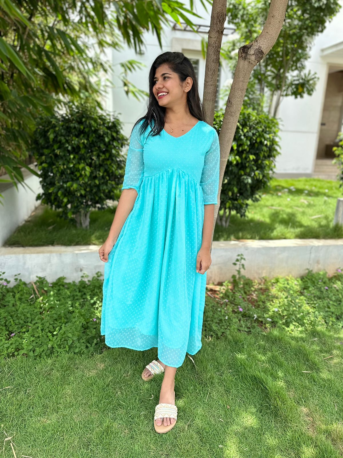 Ocean blue georgette maxi