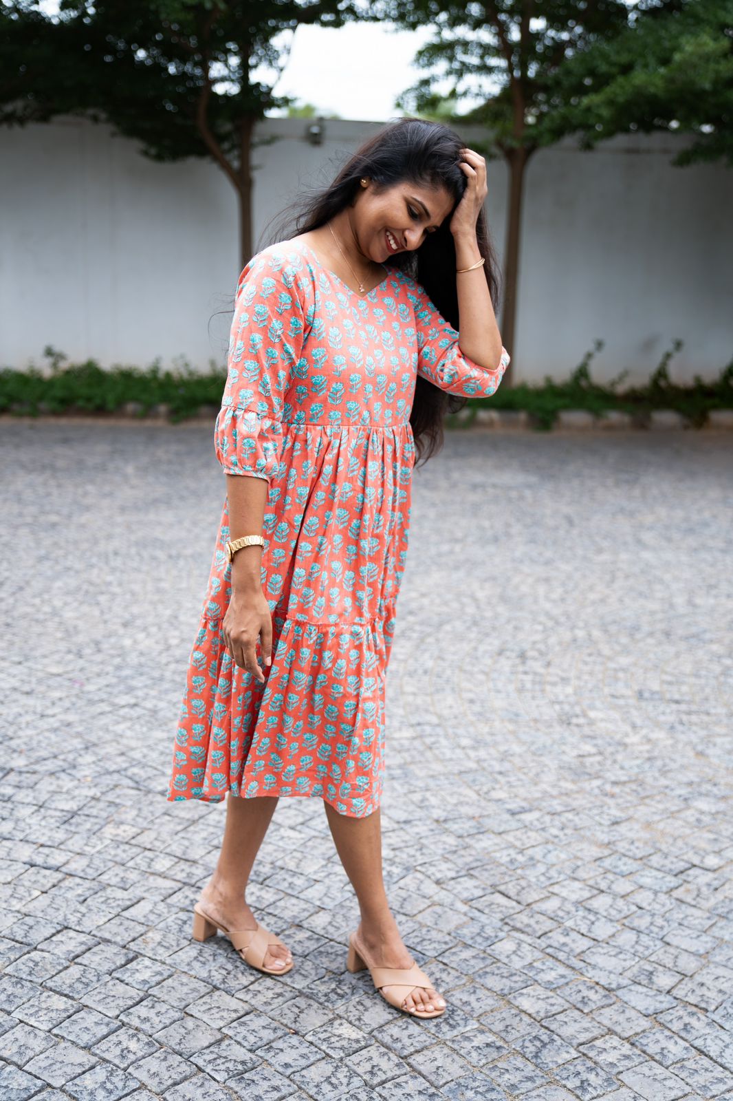 Tangy orange cotton maxi