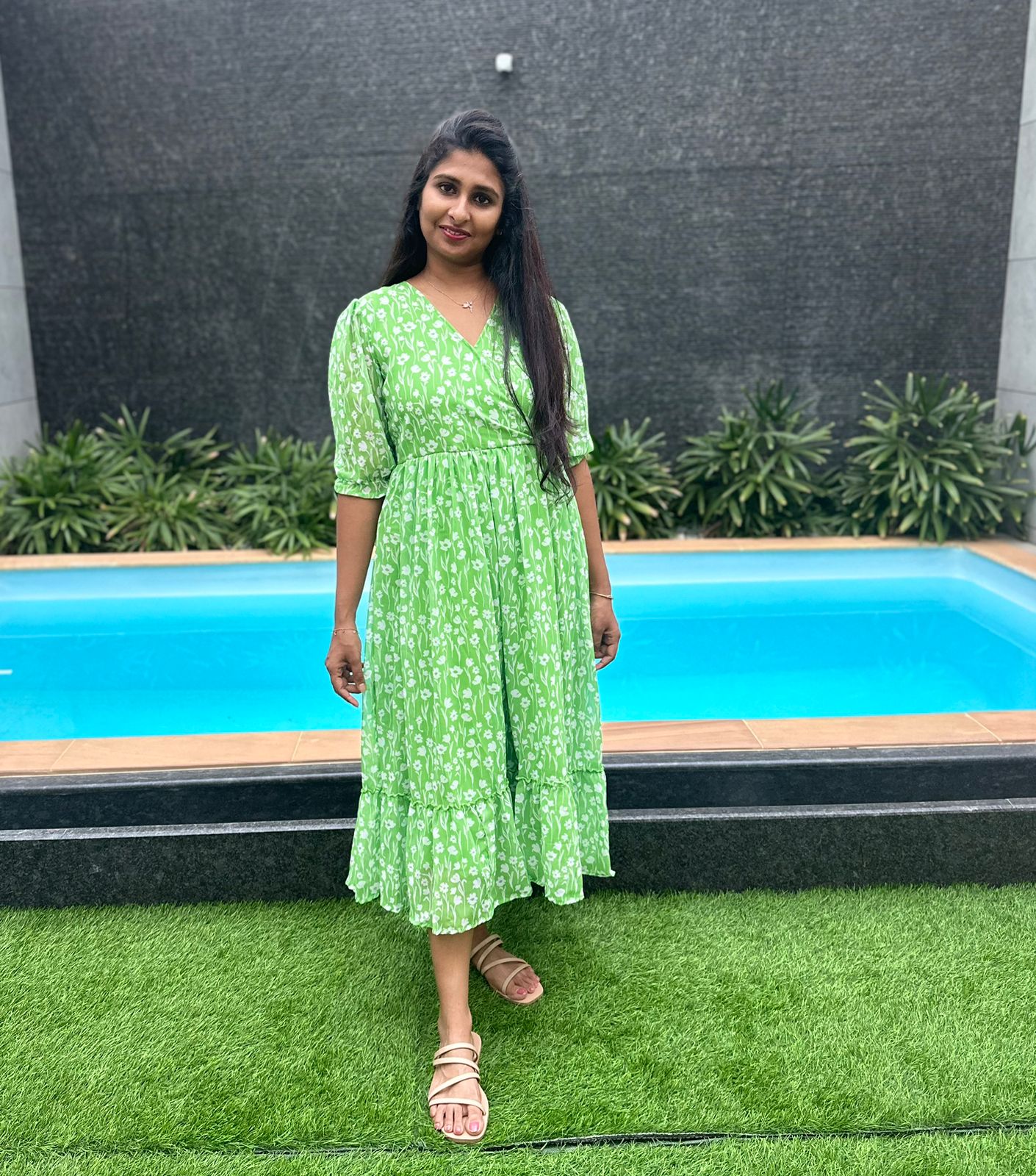 Pista green georgette maxi