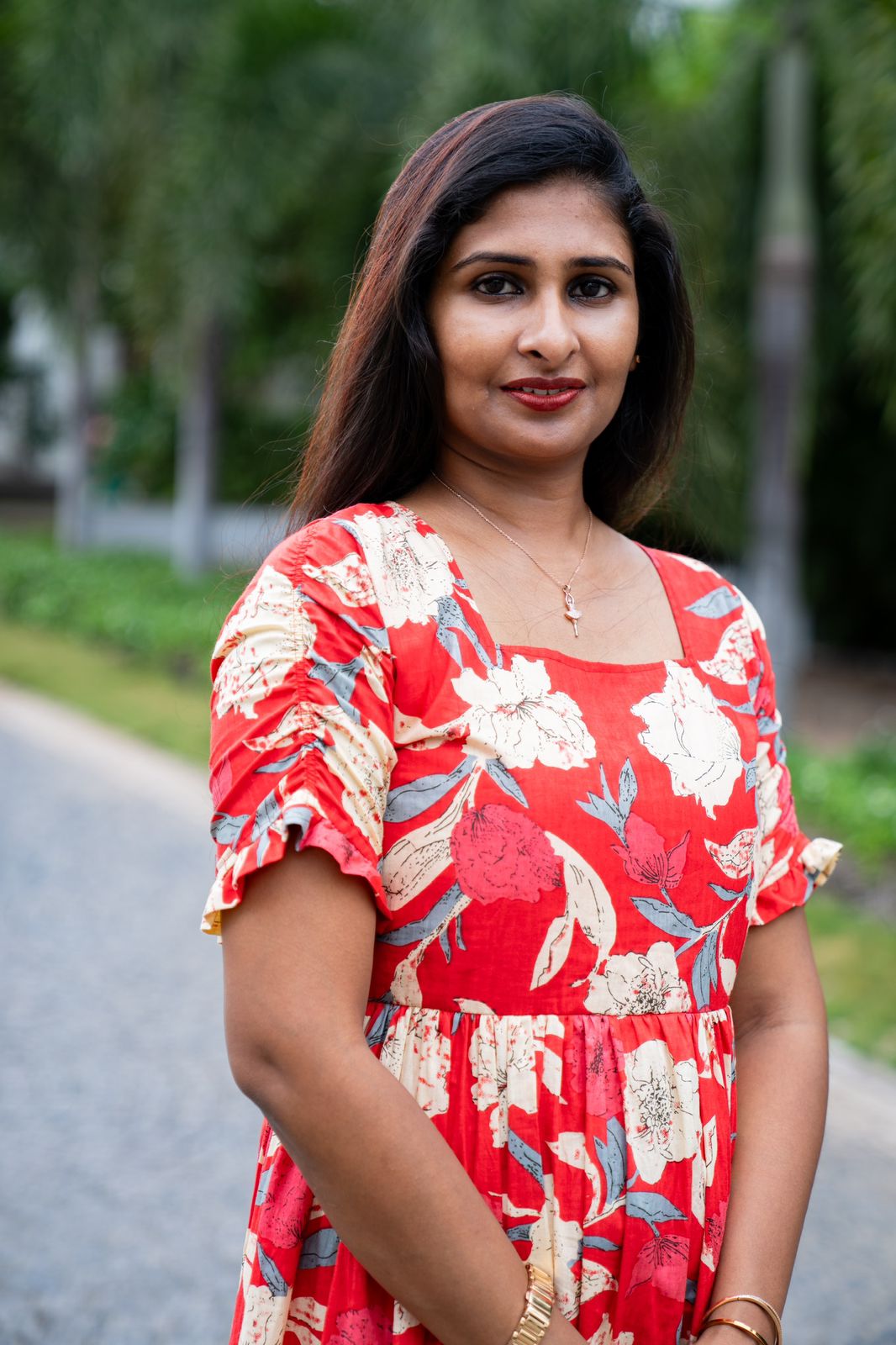 Red blossom cotton feeding maxi