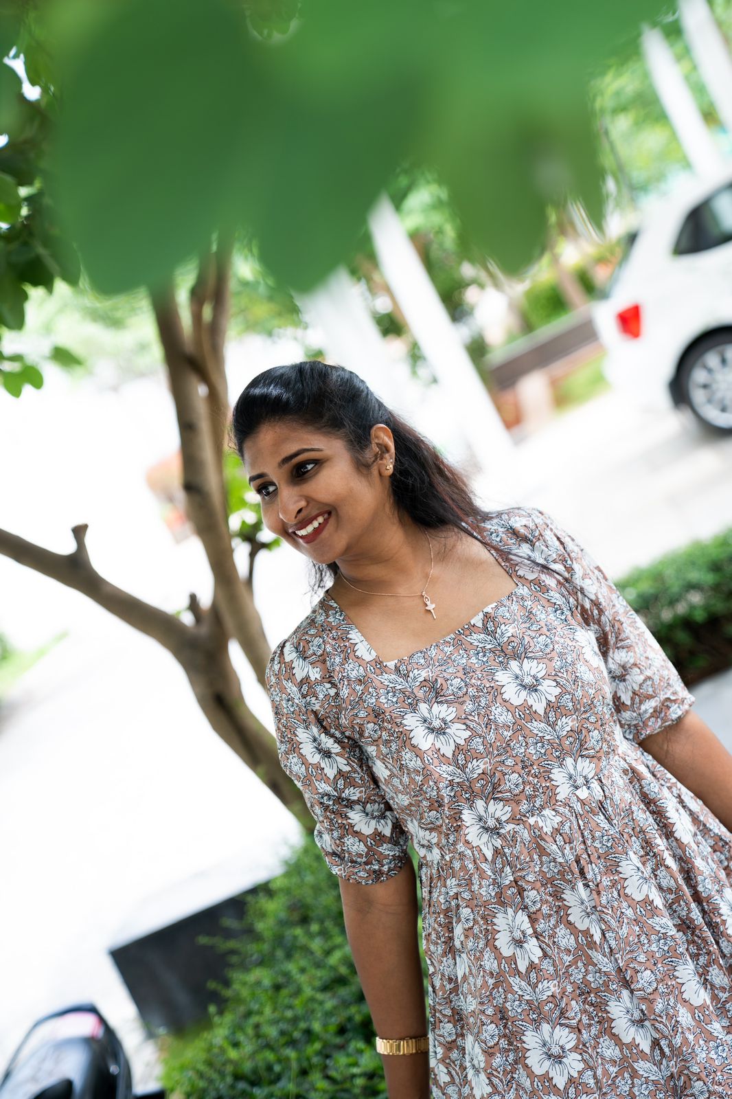 Dusky copper cotton feeding maxi