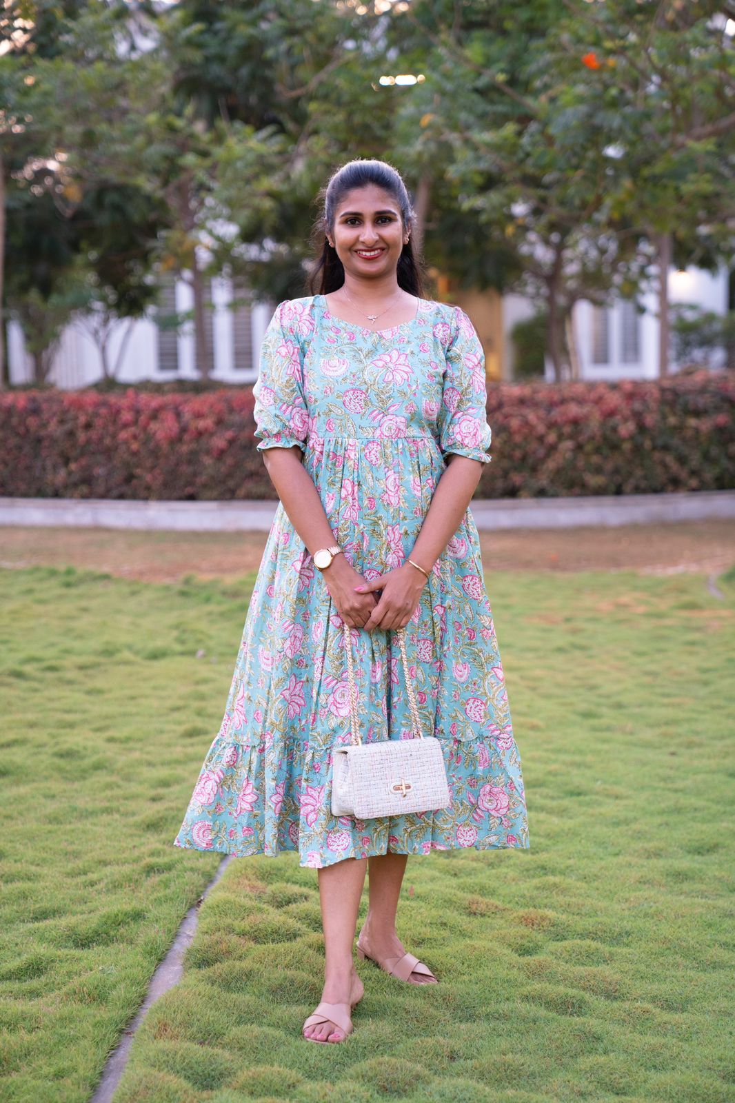 Coral blue cotton maxi