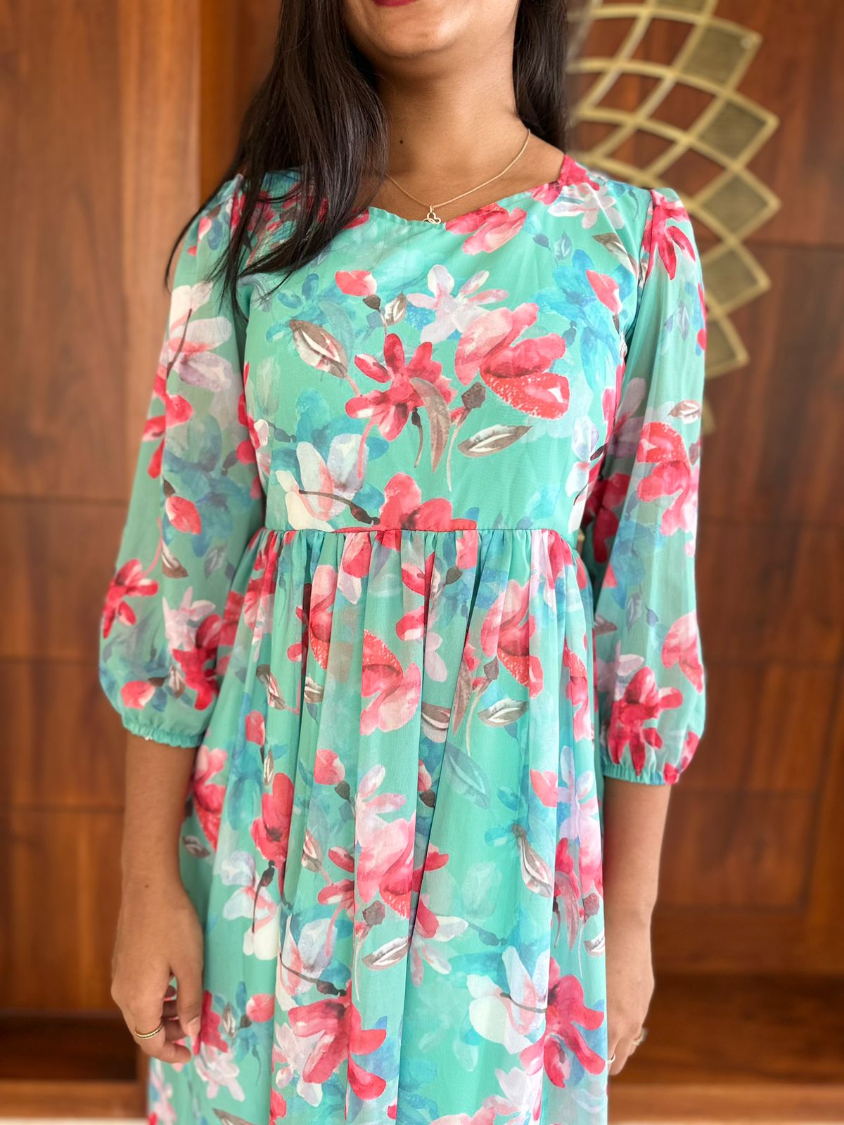 Daisy green georgette maxi