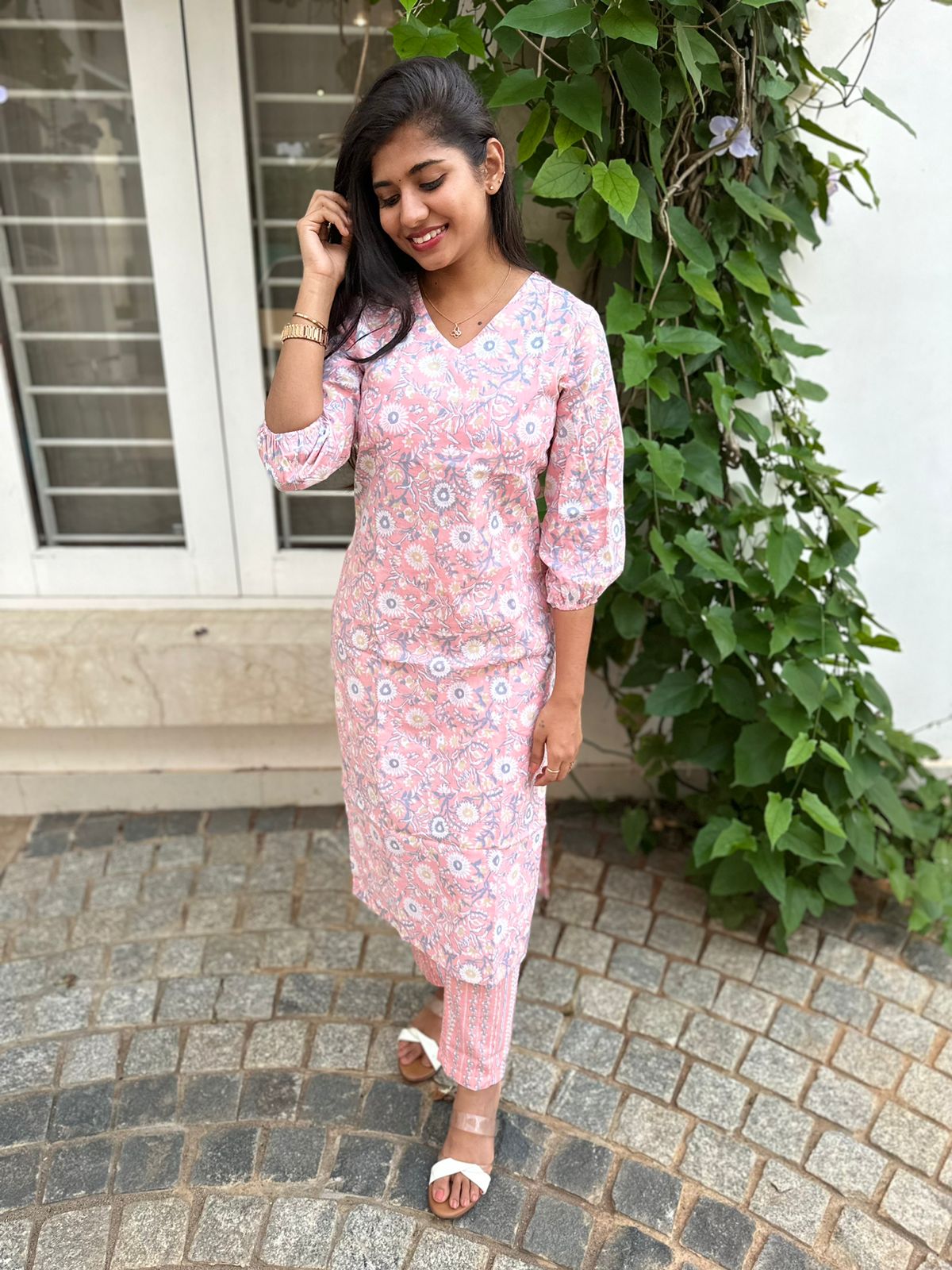 Blush peach kurti set