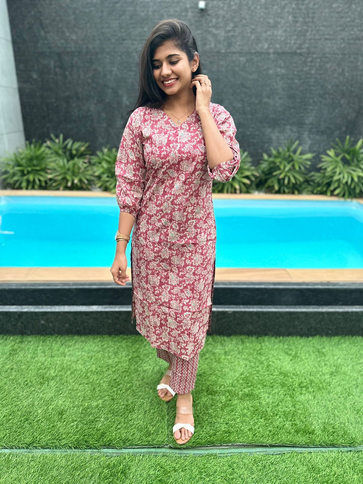 Magenta pink kurti set