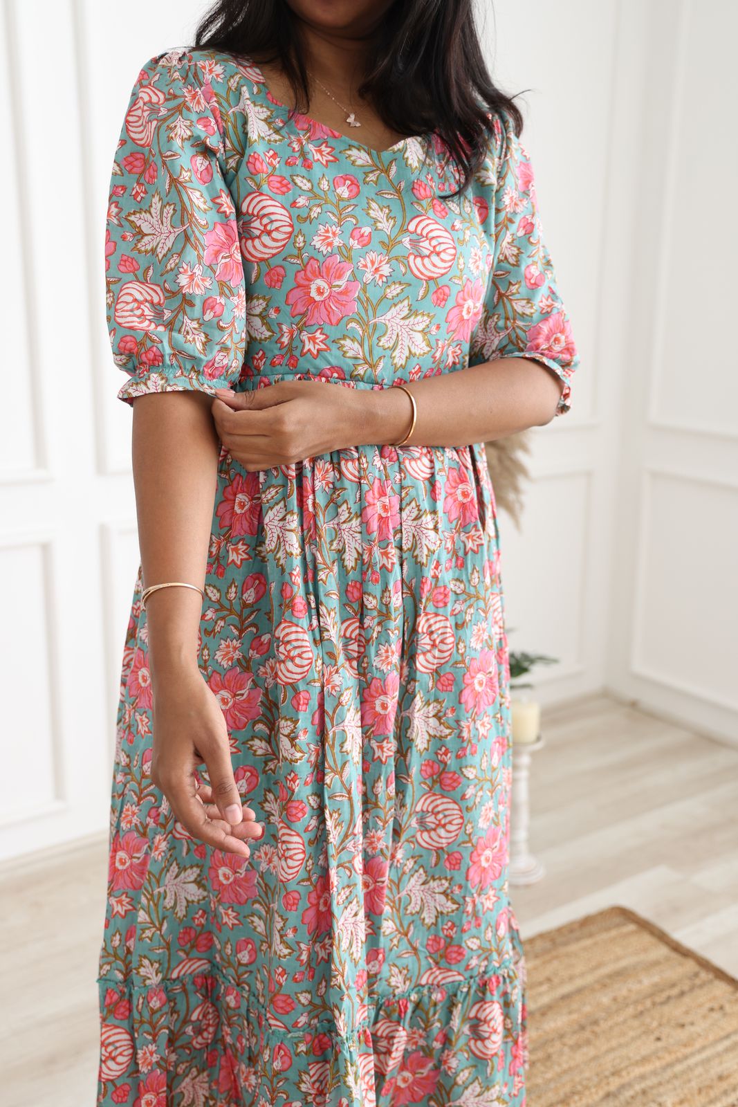 Dark coral cotton feeding maxi