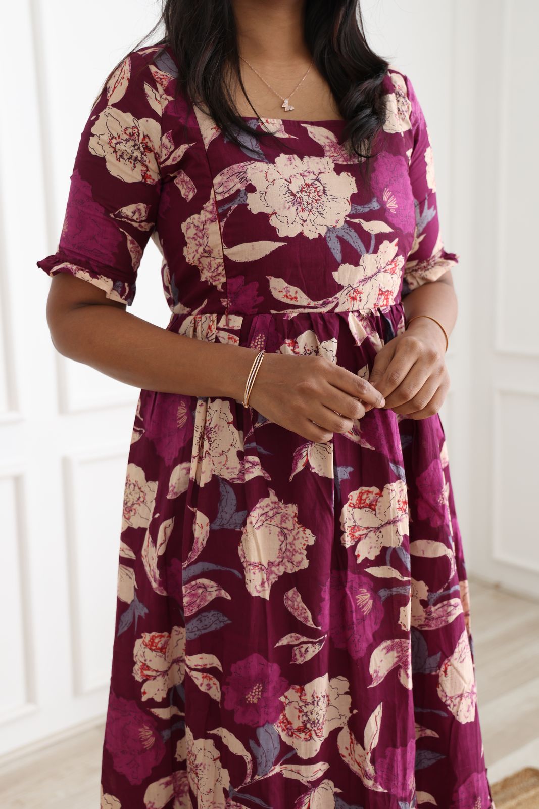 violet blossom cotton feeding maxi