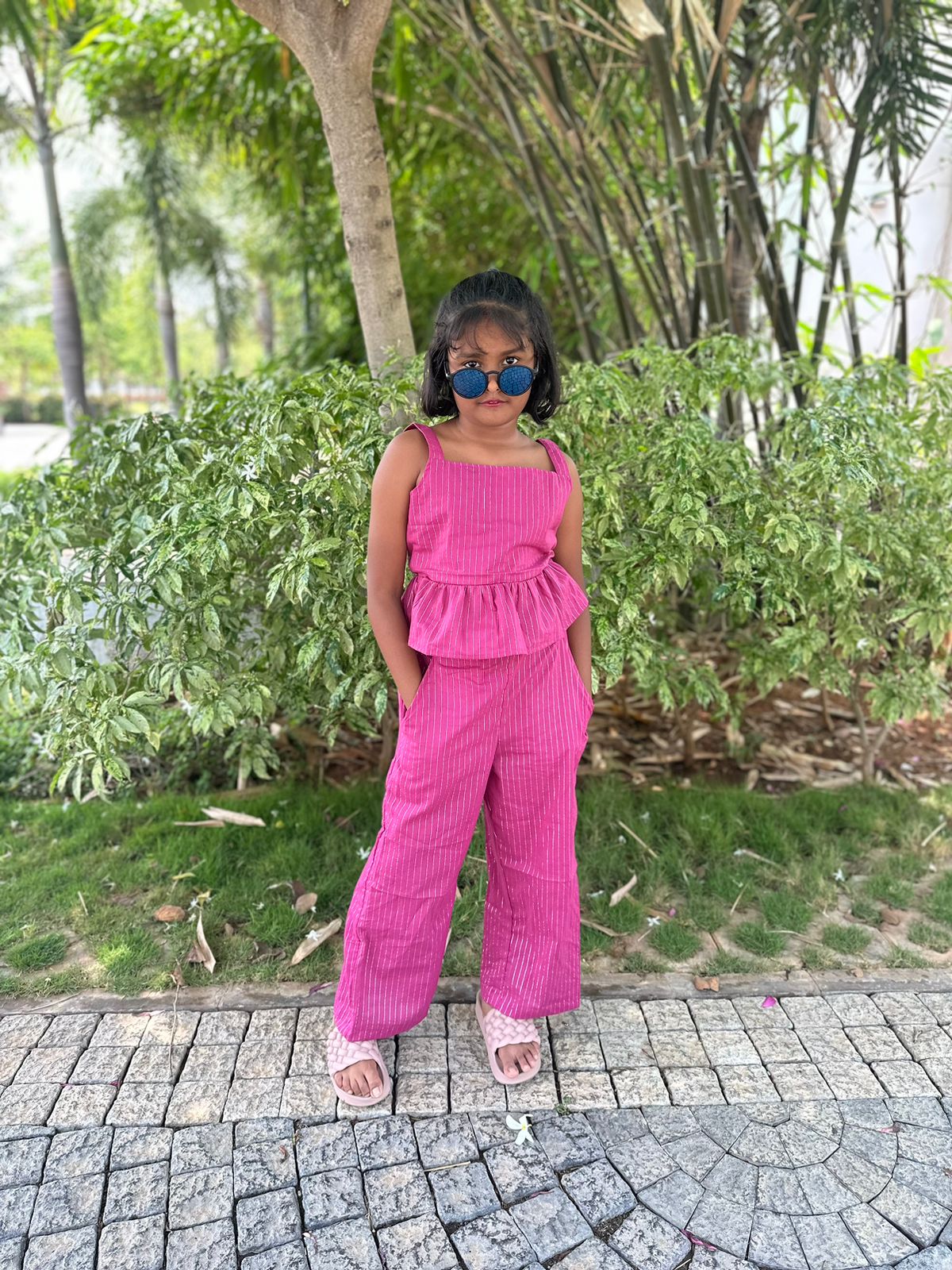 Pink line cotton kids