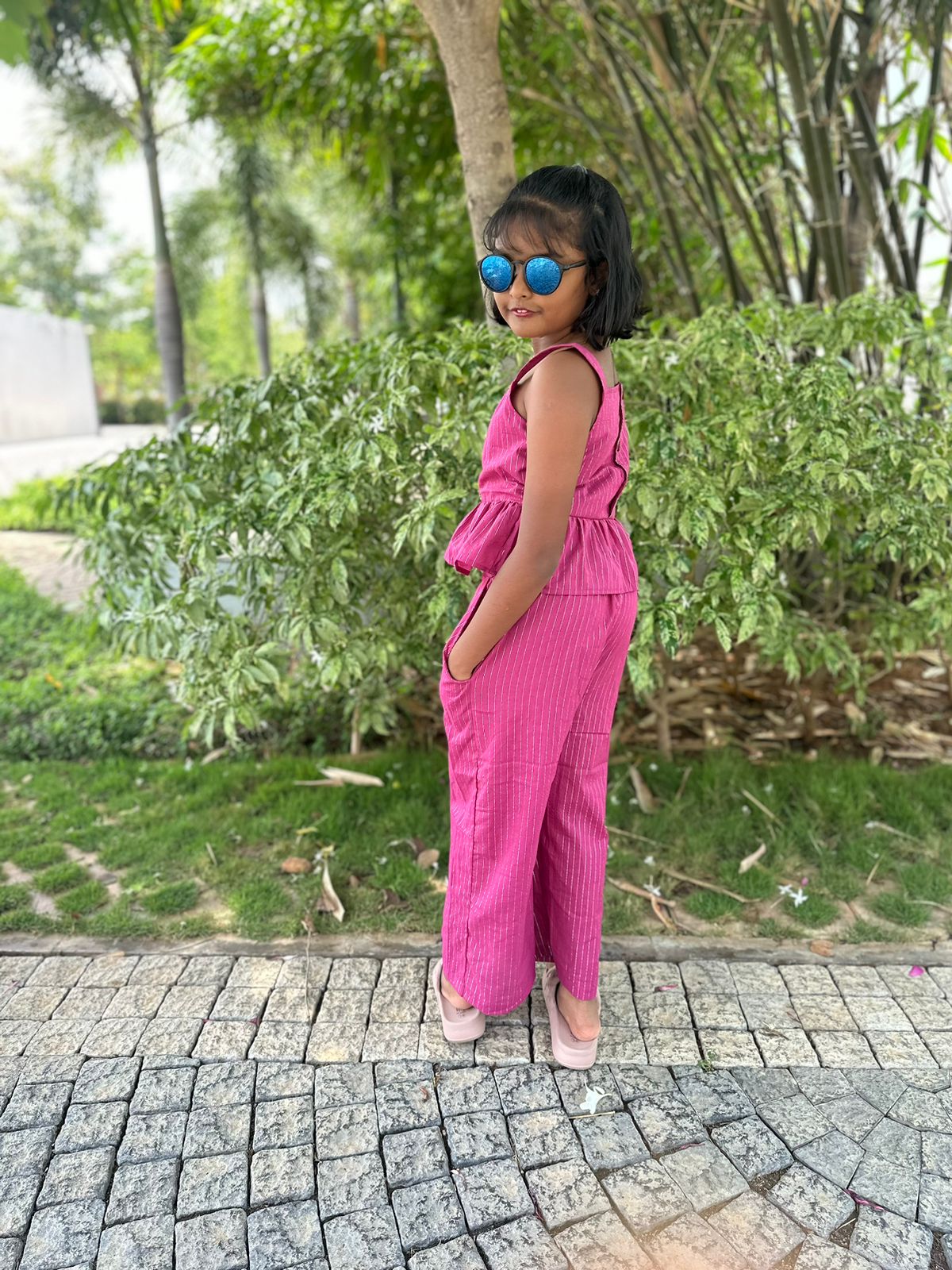 Pink line cotton kids