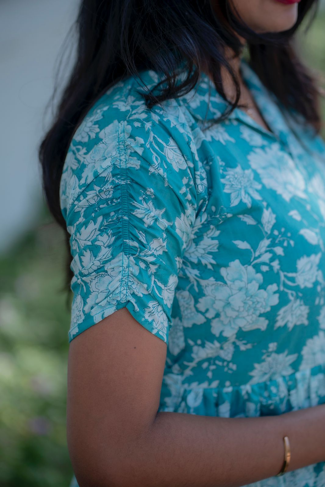 Green collar cotton maxi