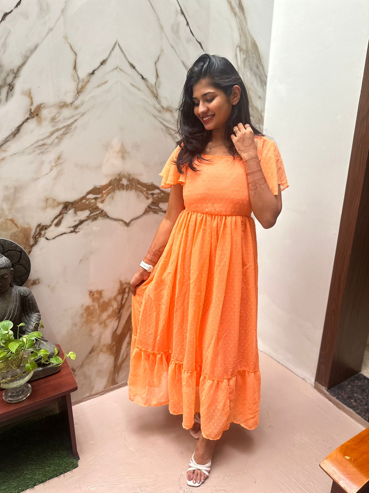 Candy orange georgette maxi