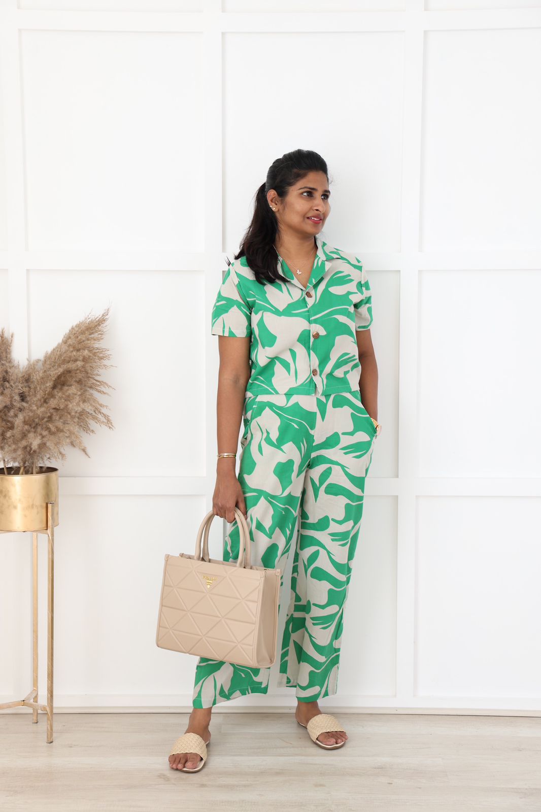 Green abstract cotton co ord