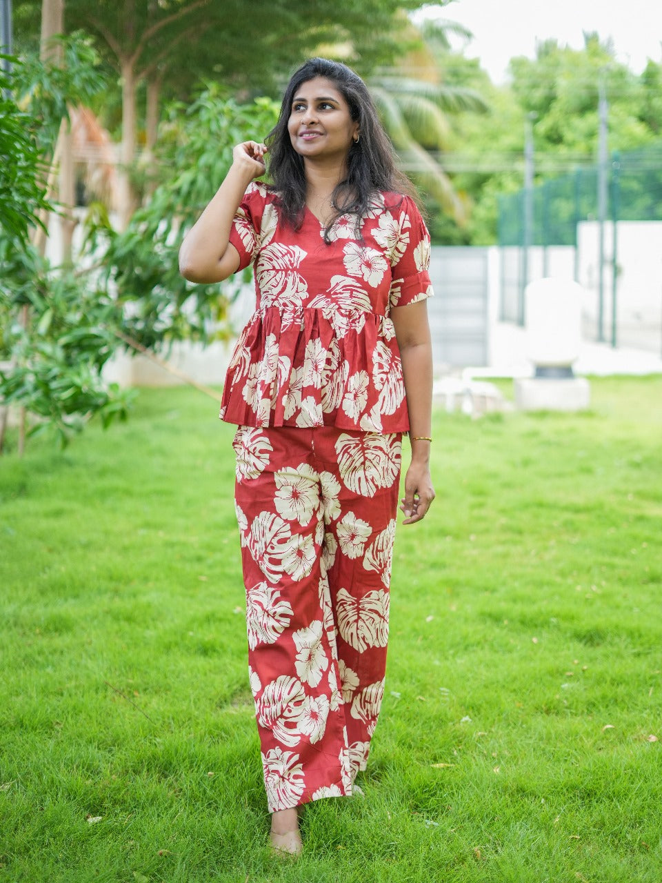 Majestic maroon cotton co ord