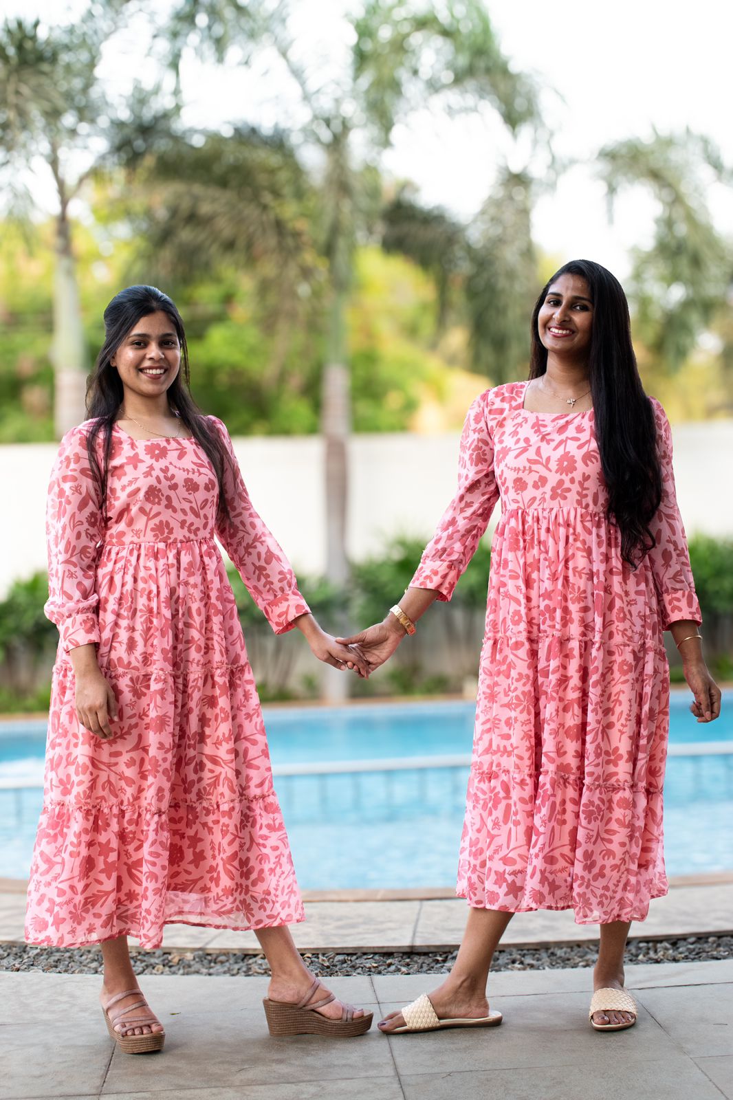 Peachy brown georgette maxi