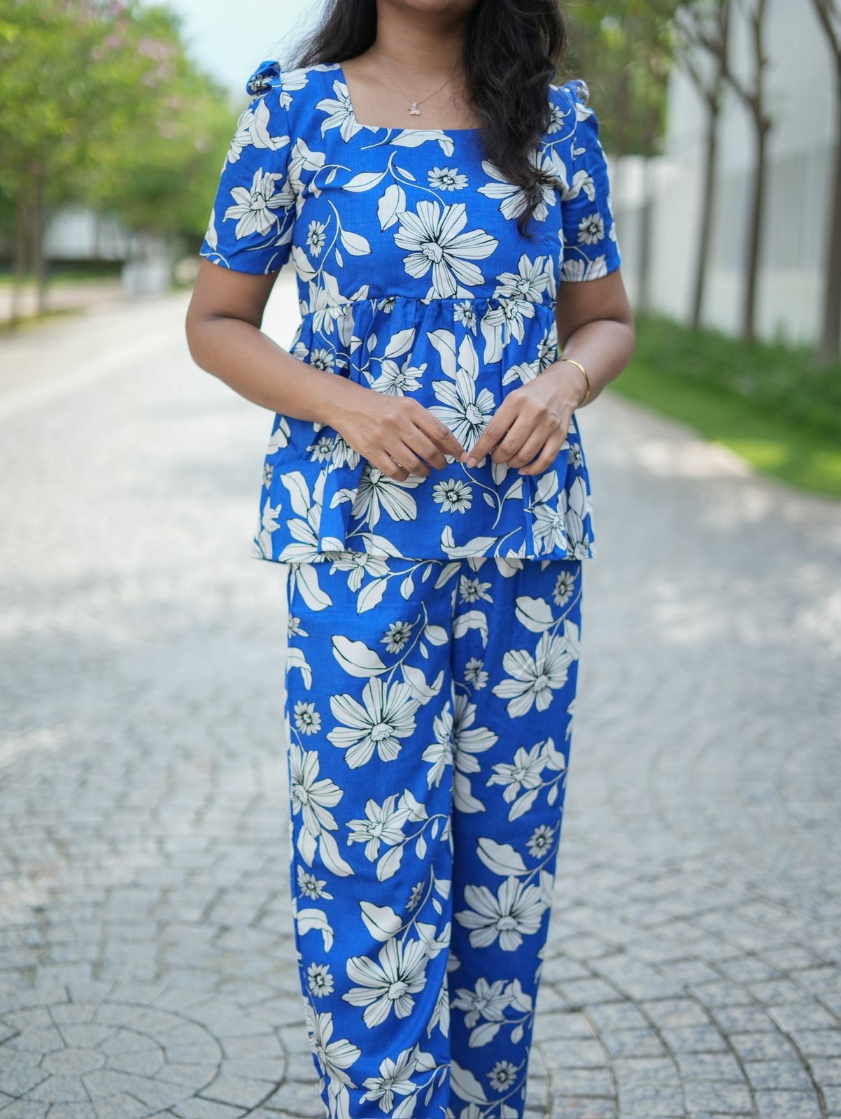 Royal blue cotton co ord