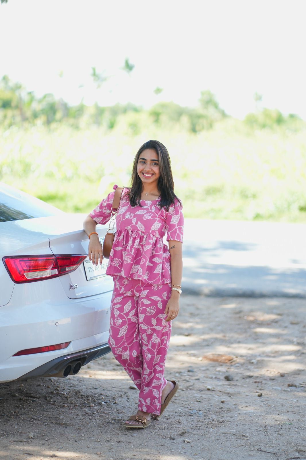 Pink leaf cotton co ord