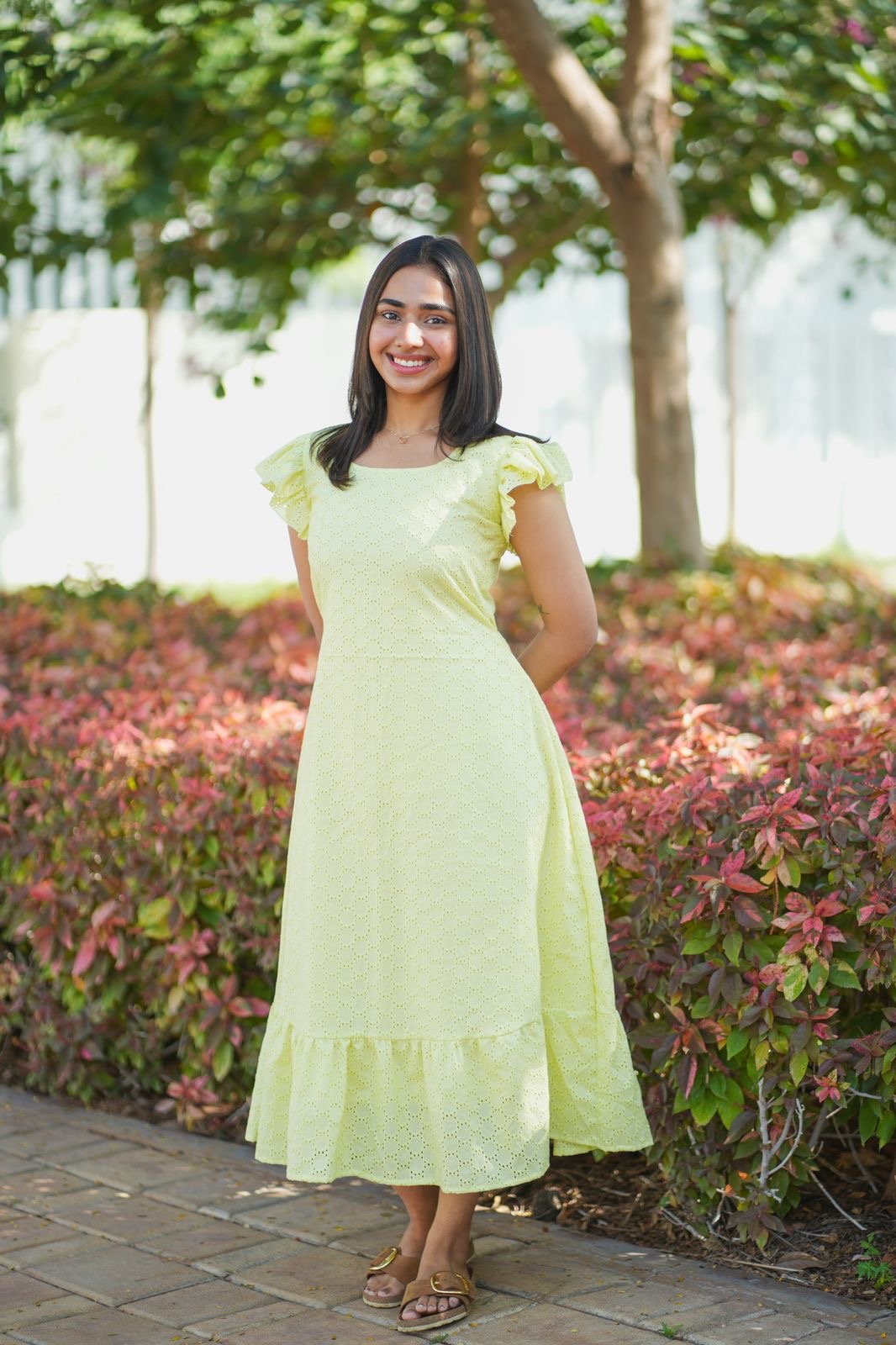 Lemon yellow hakoba cotton maxi