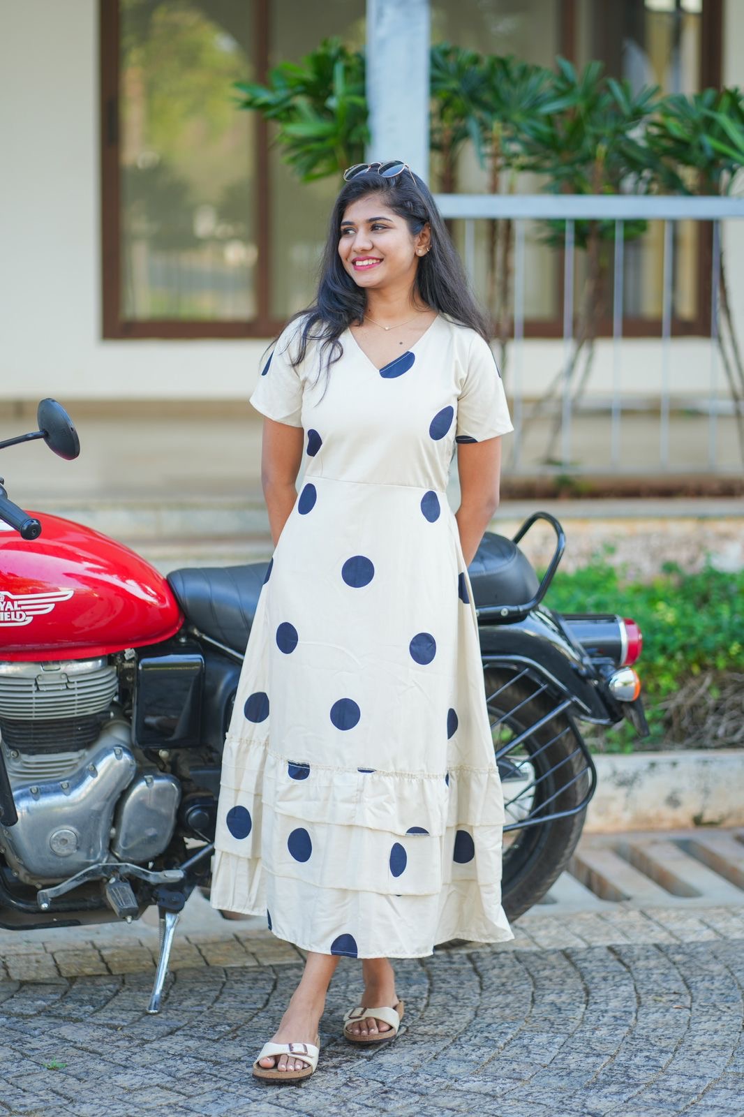 Dot rayon cotton maxi