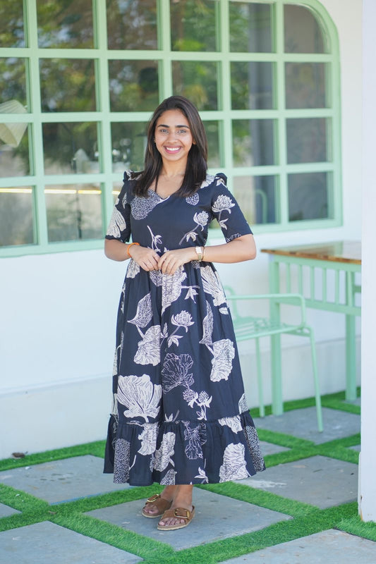 Black tree cotton maxi