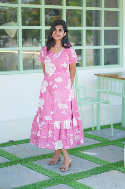 Pink tree cotton maxi