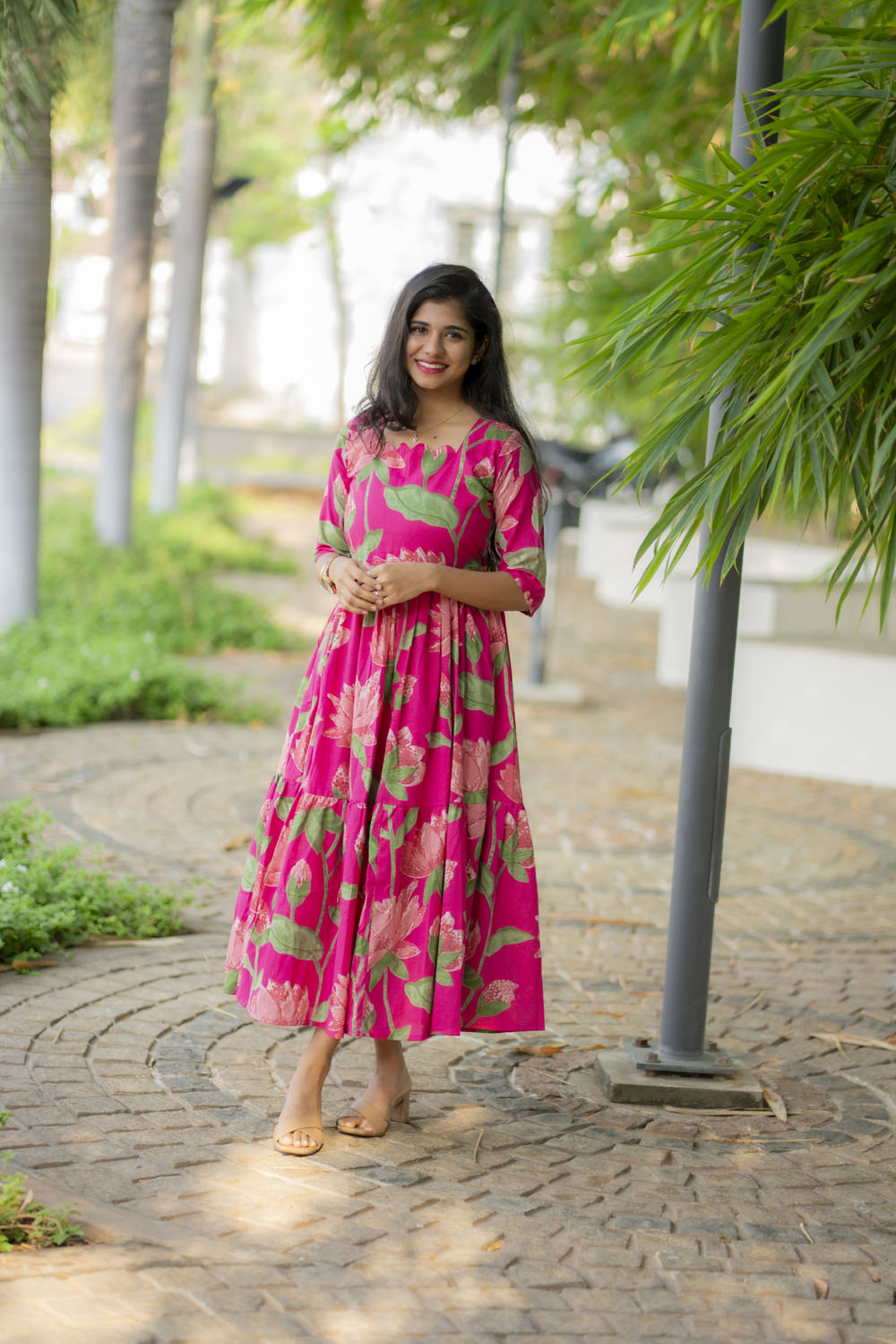 Pink lotus cotton maxi