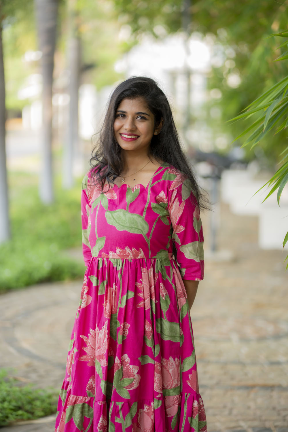 Pink lotus cotton maxi
