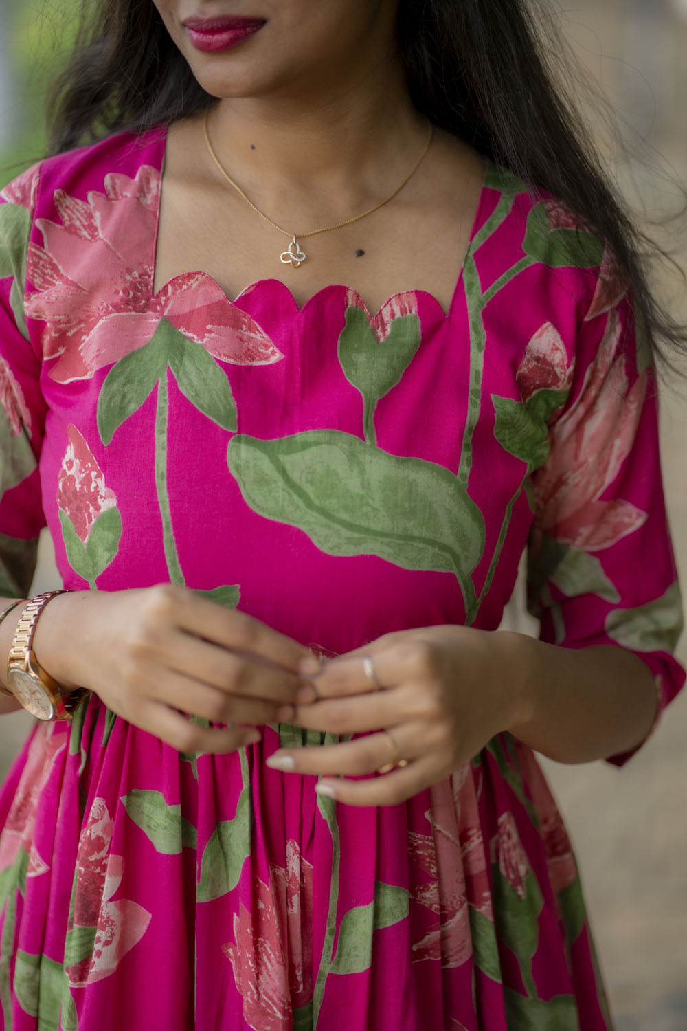 Pink lotus cotton maxi