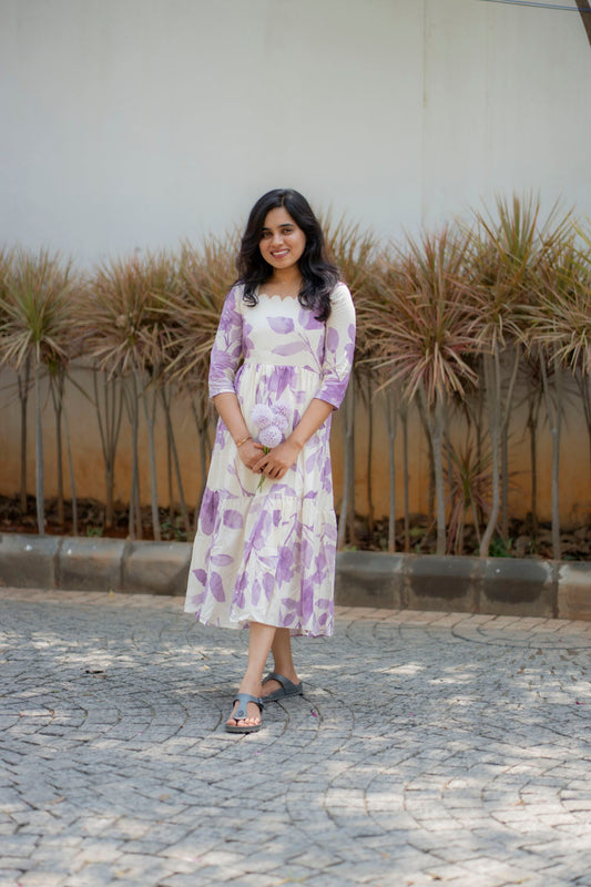 Maple leaf rayon cotton maxi