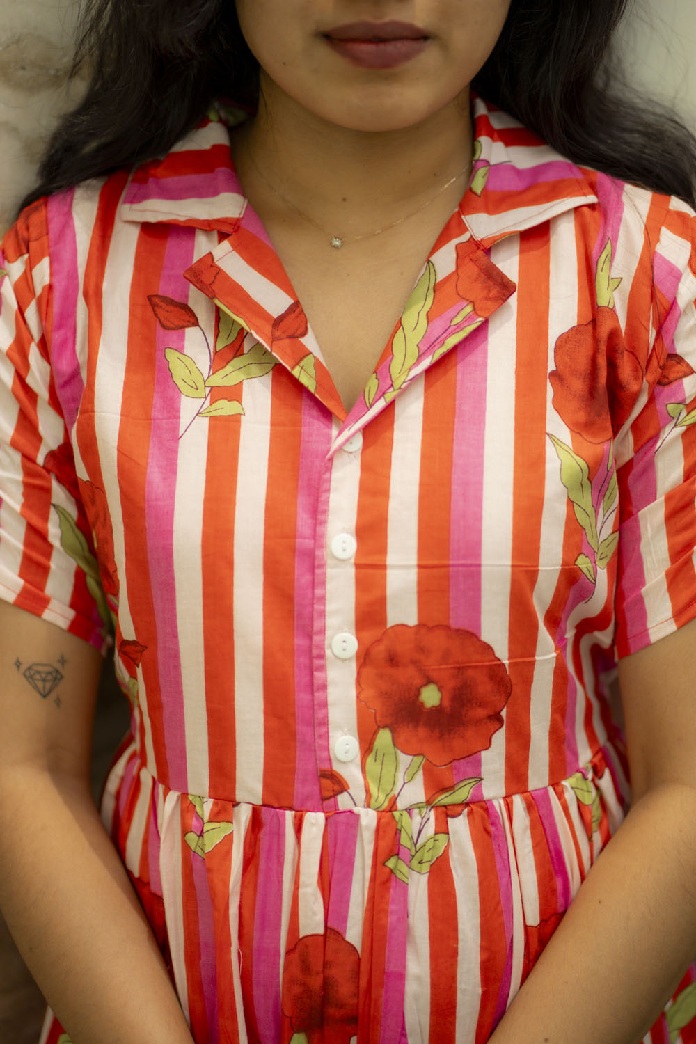 Red stripe cotton maxi