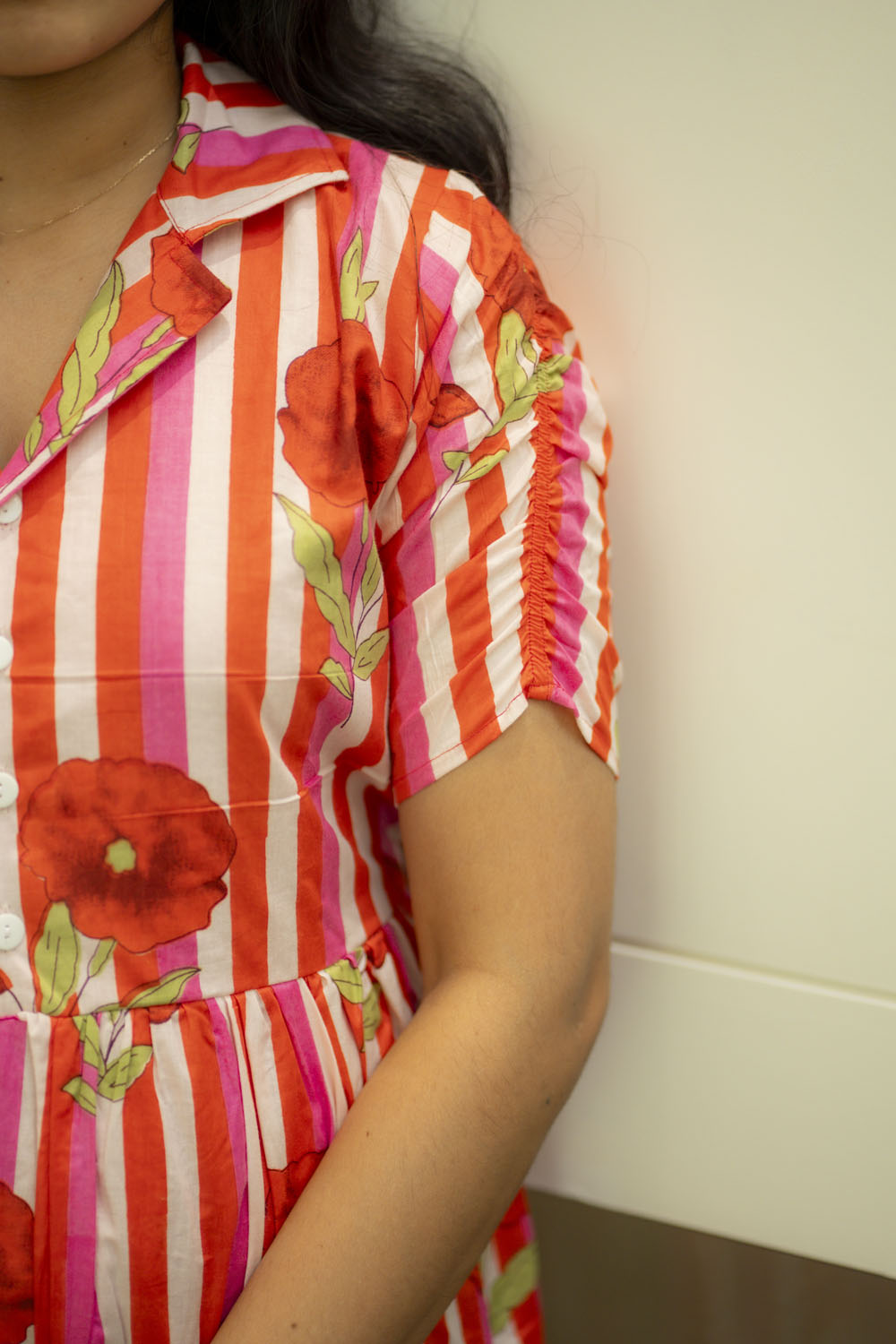Red stripe cotton maxi