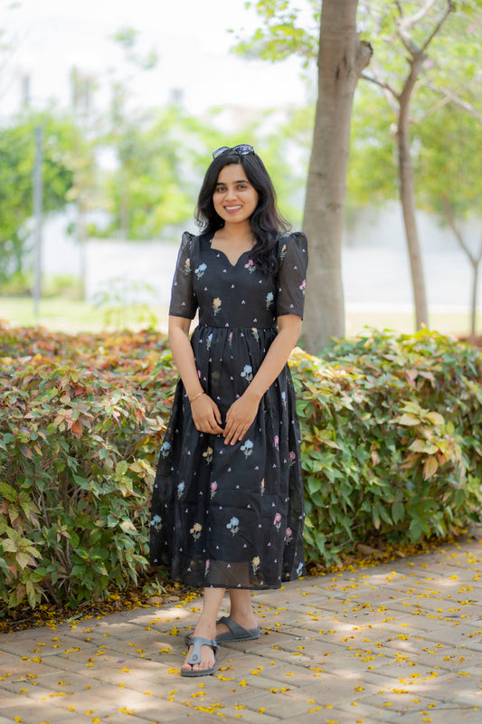 Kota black cotton maxi