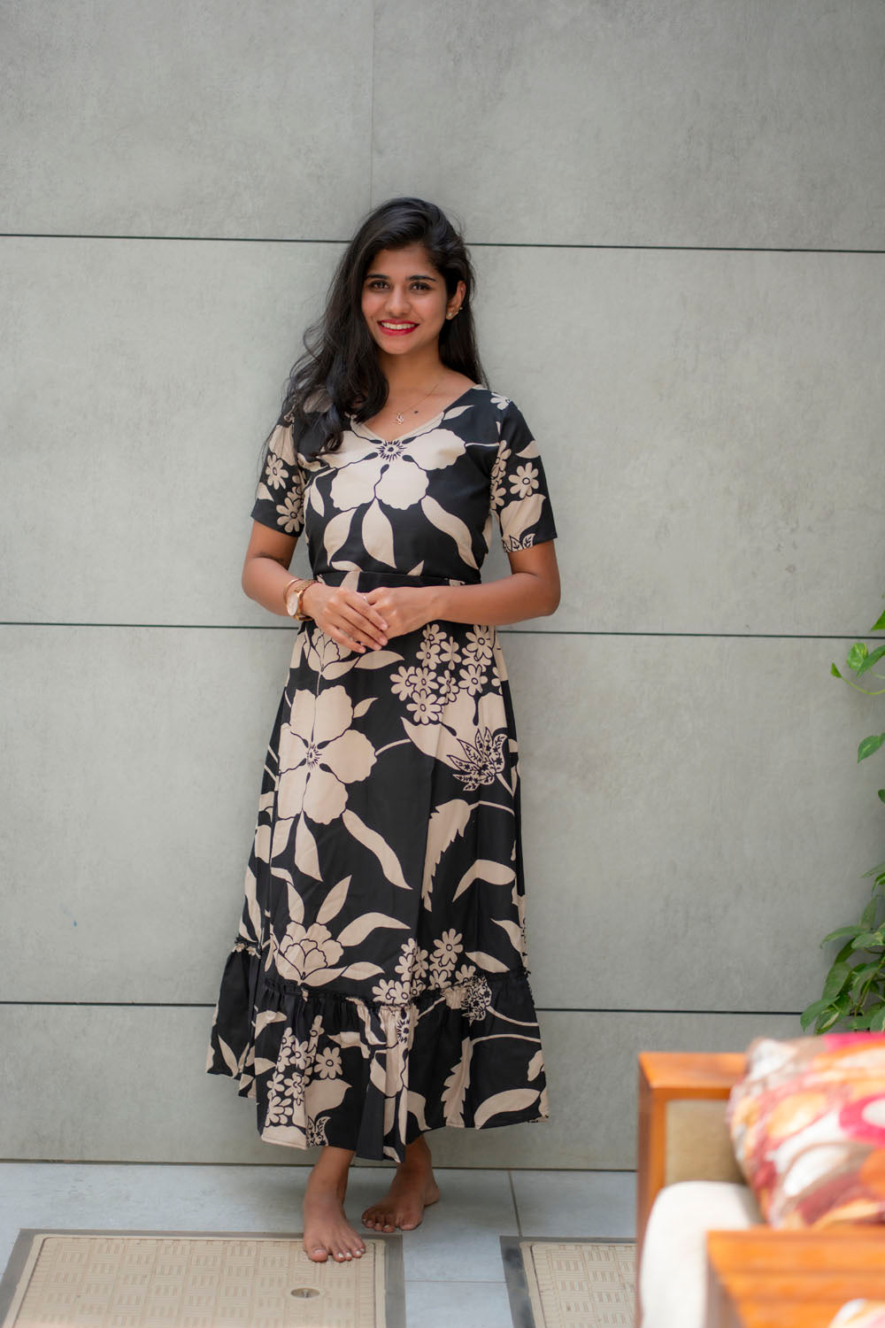 Viola black cotton maxi