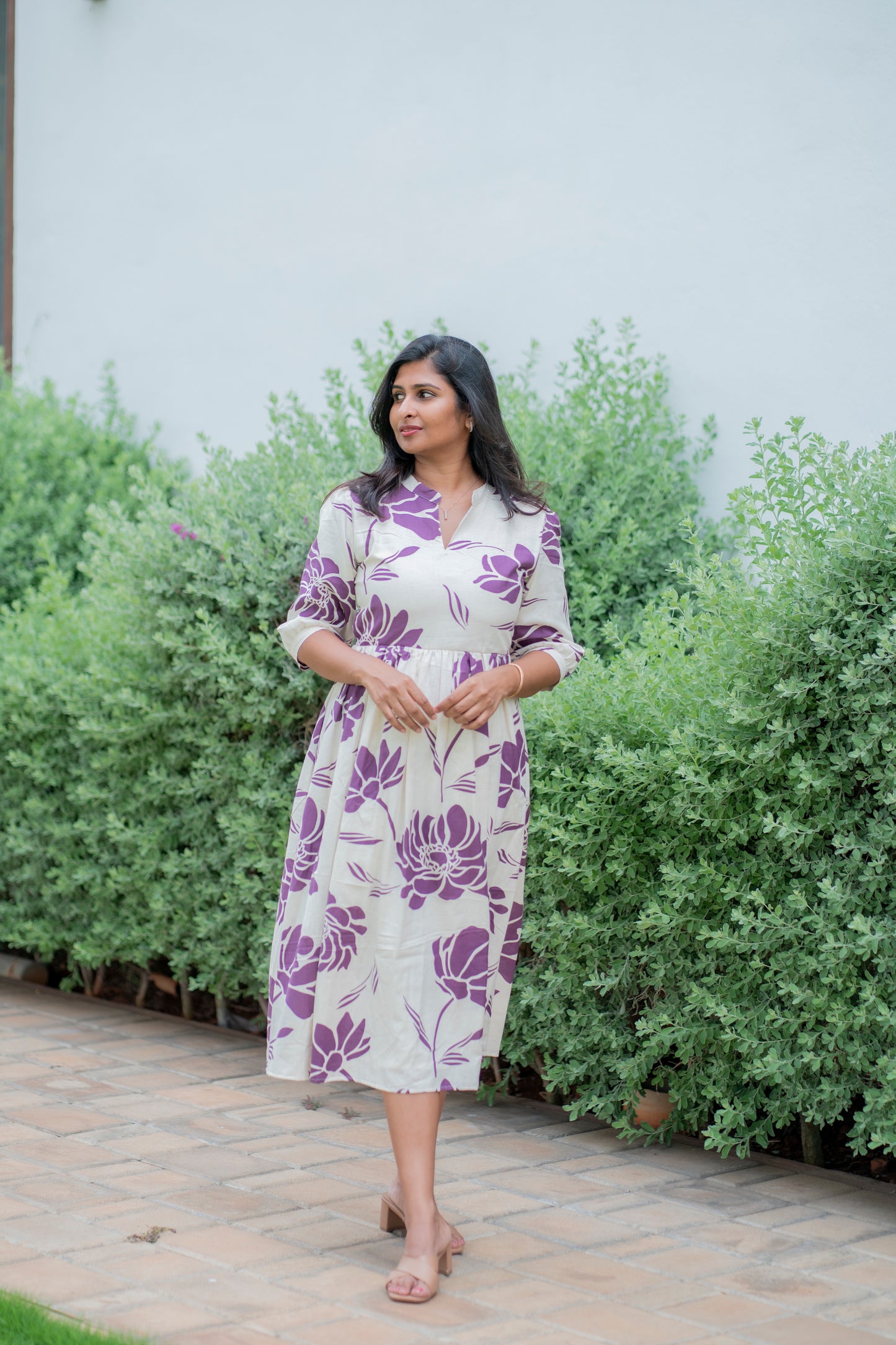 Purple lotus cotton maxi