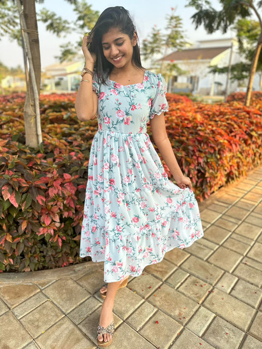 English blue georgette maxi