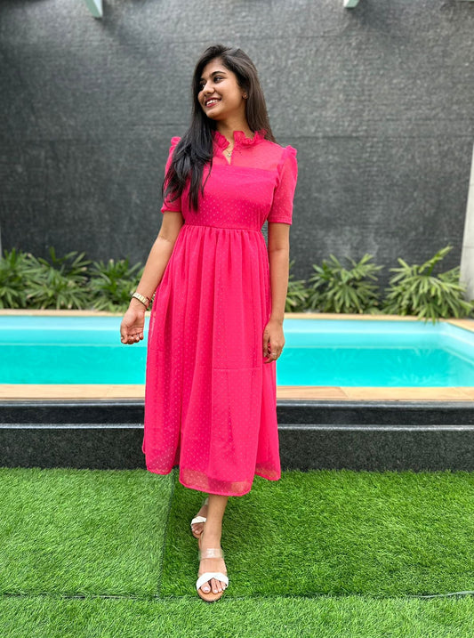 Barbie pink georgette maxi