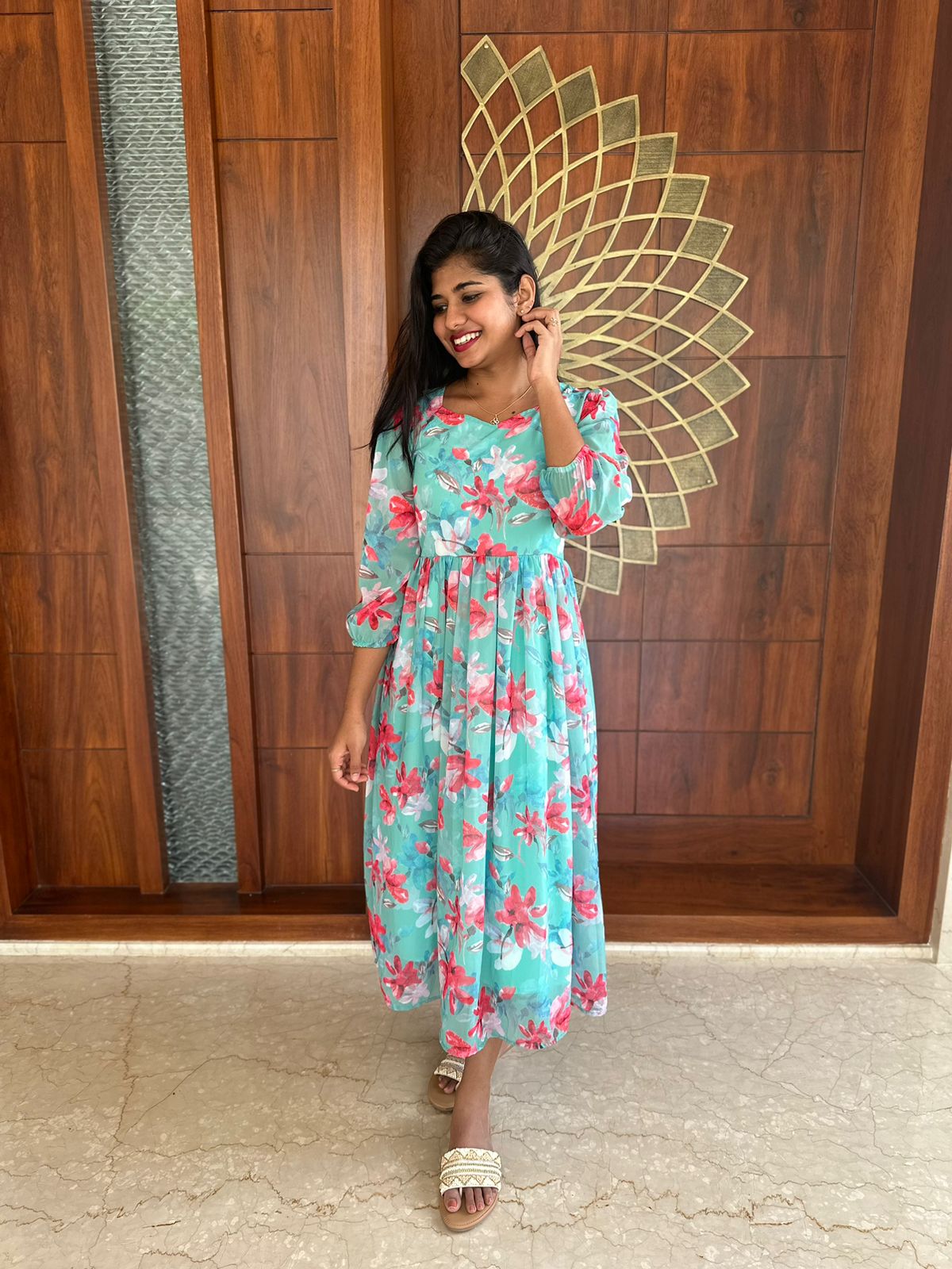 Daisy green georgette maxi