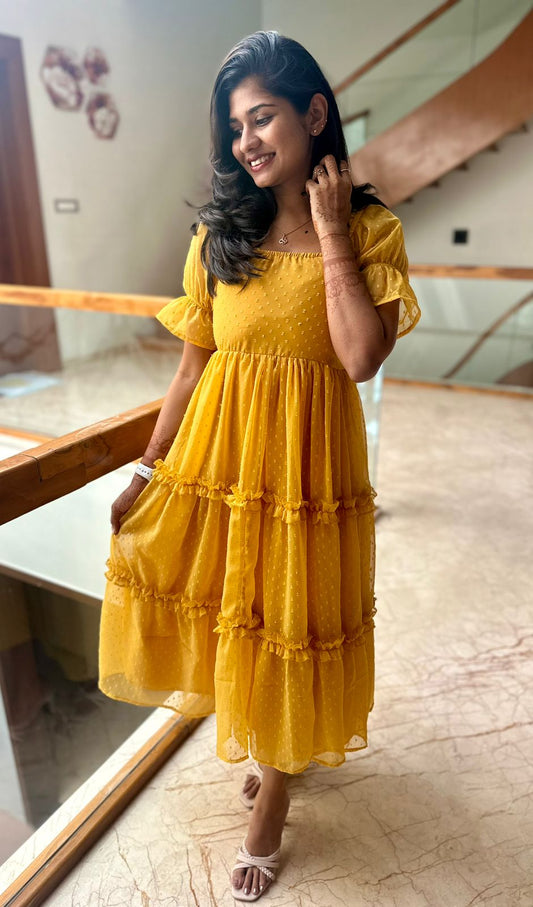 Mustard georgette maxi