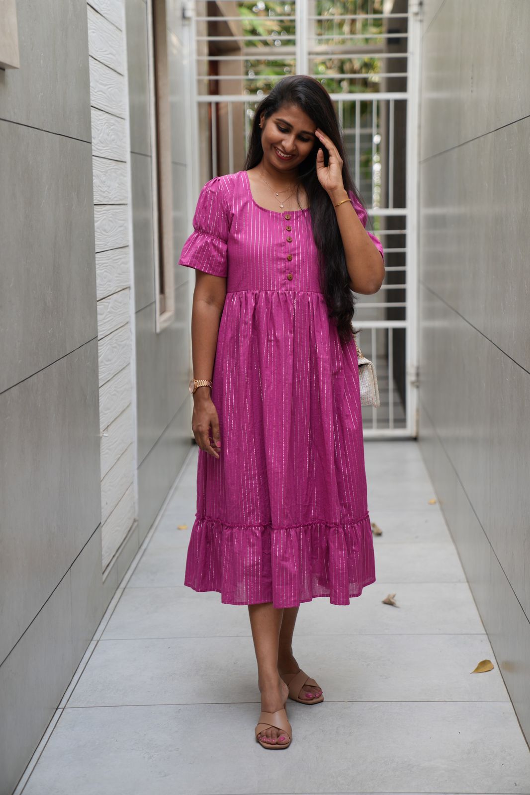 Pink line cotton feeding maxi