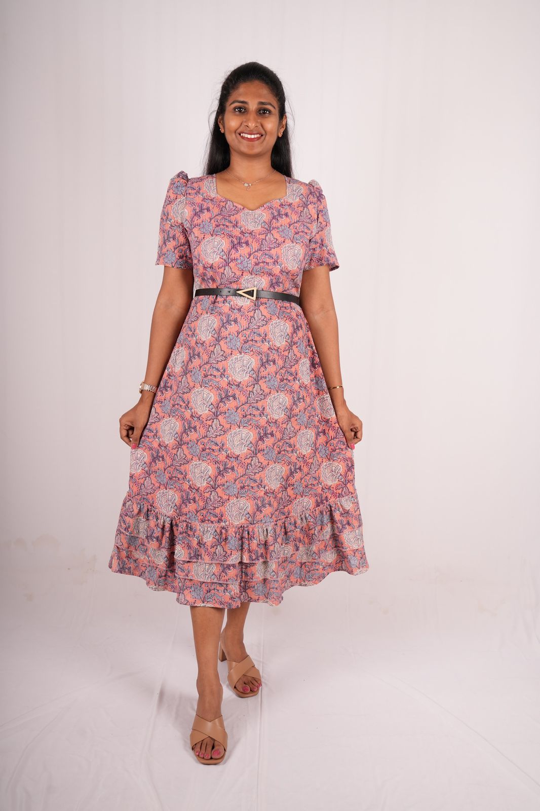 katha orange cotton feeding maxi