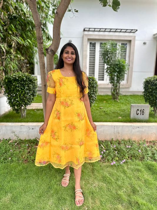 Yellow organza maxi