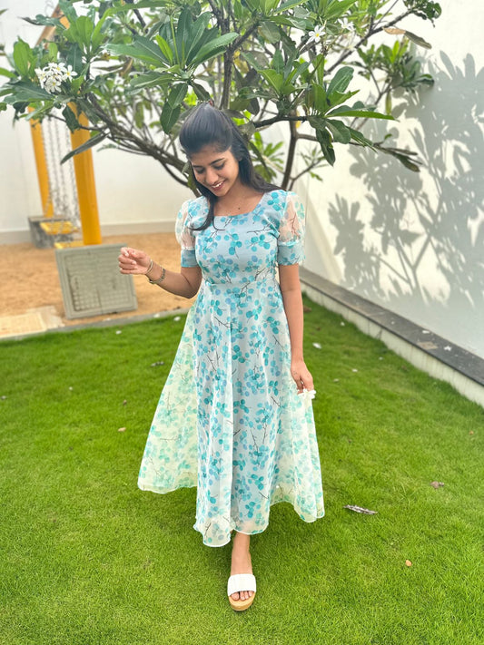 Green organza maxi