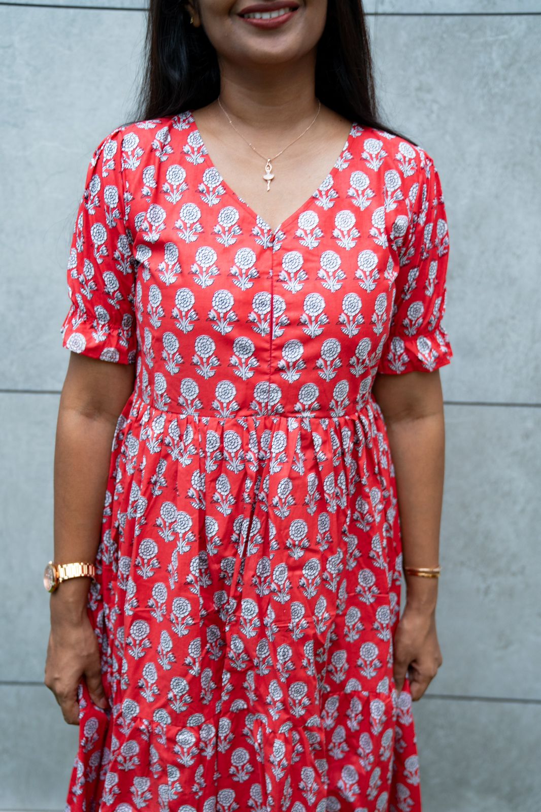 Chilly red cotton feeding maxi