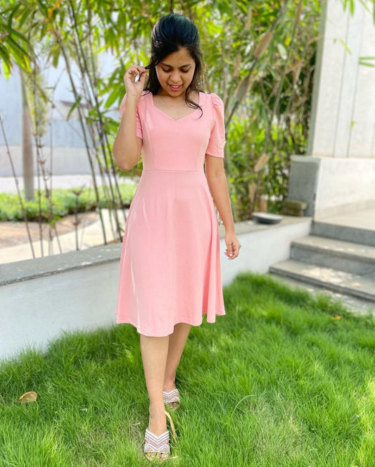 Short dress peach western wear