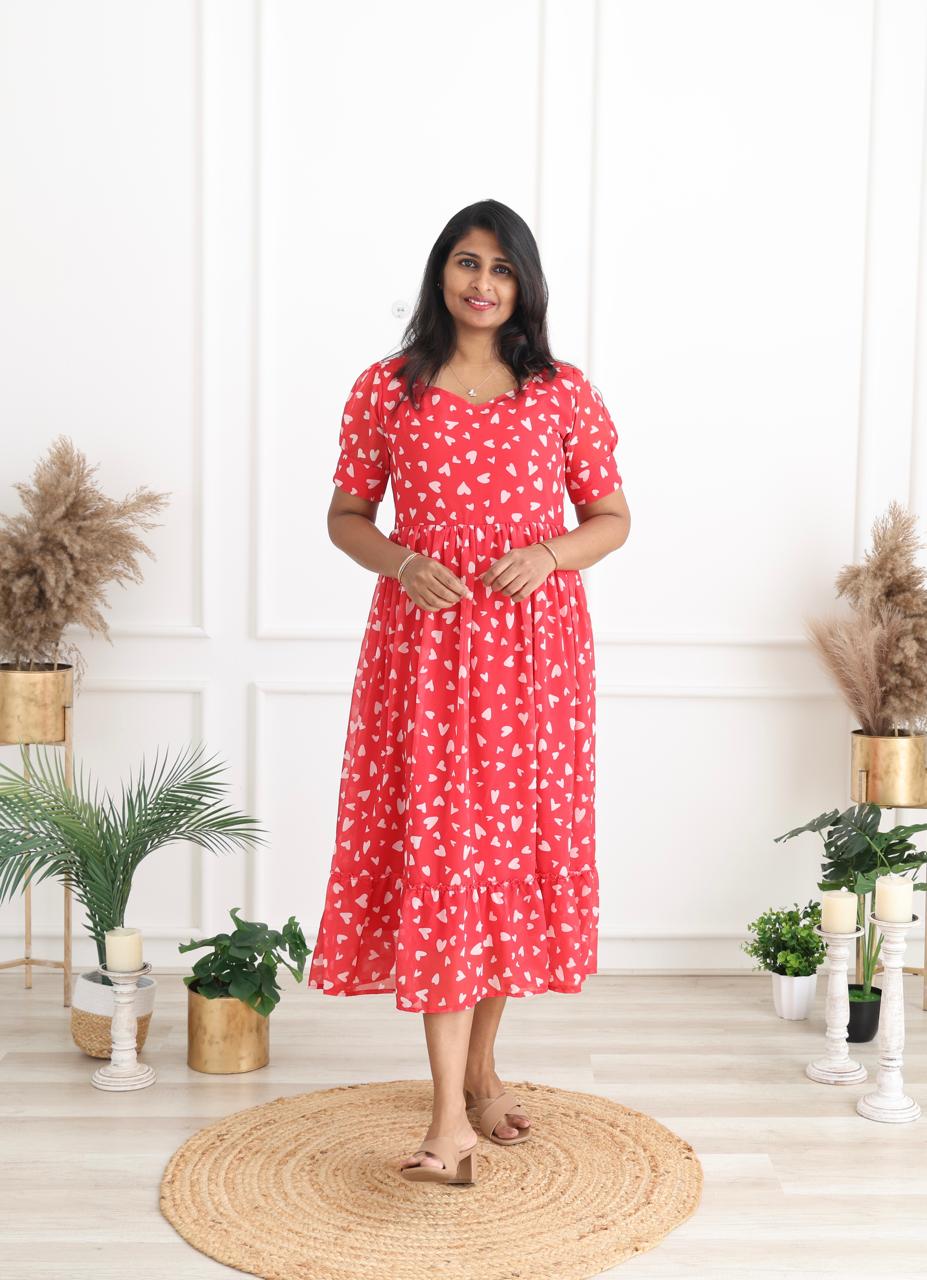 White heart georgette maxi