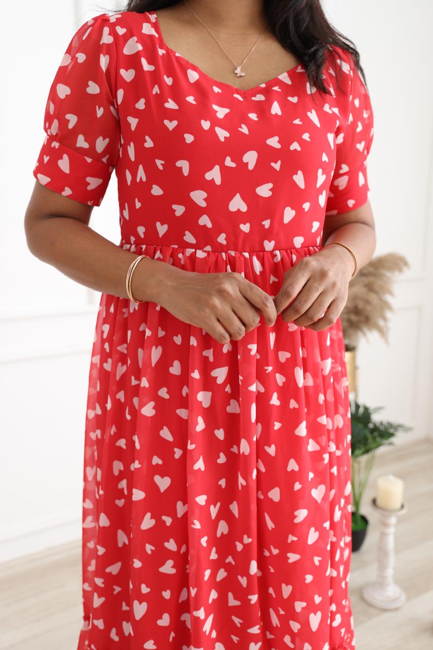 White heart georgette maxi