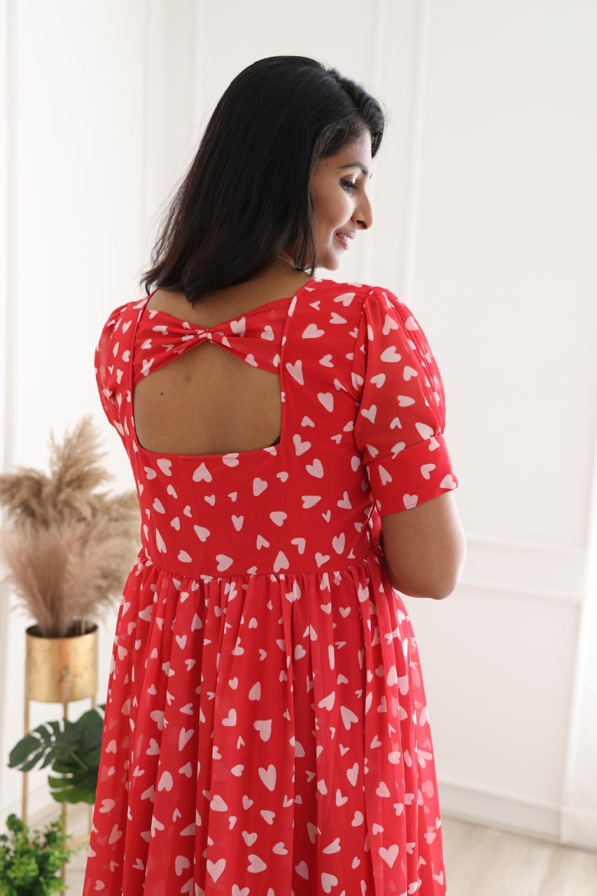 White heart georgette maxi