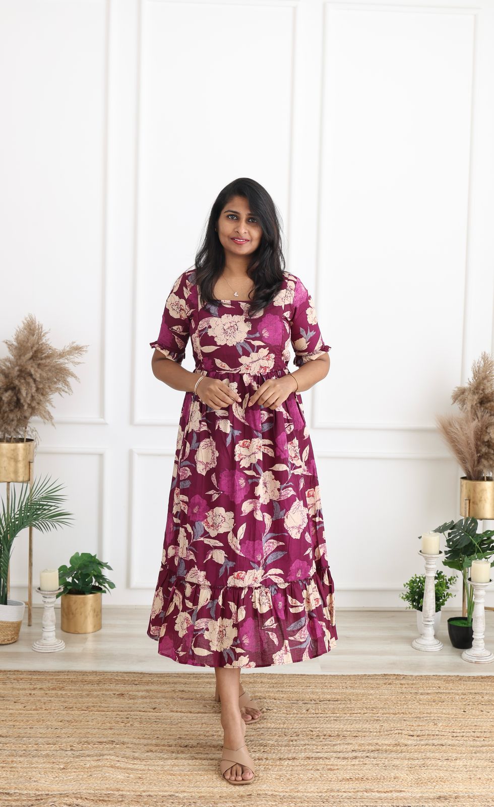 Violet blossom cotton maxi