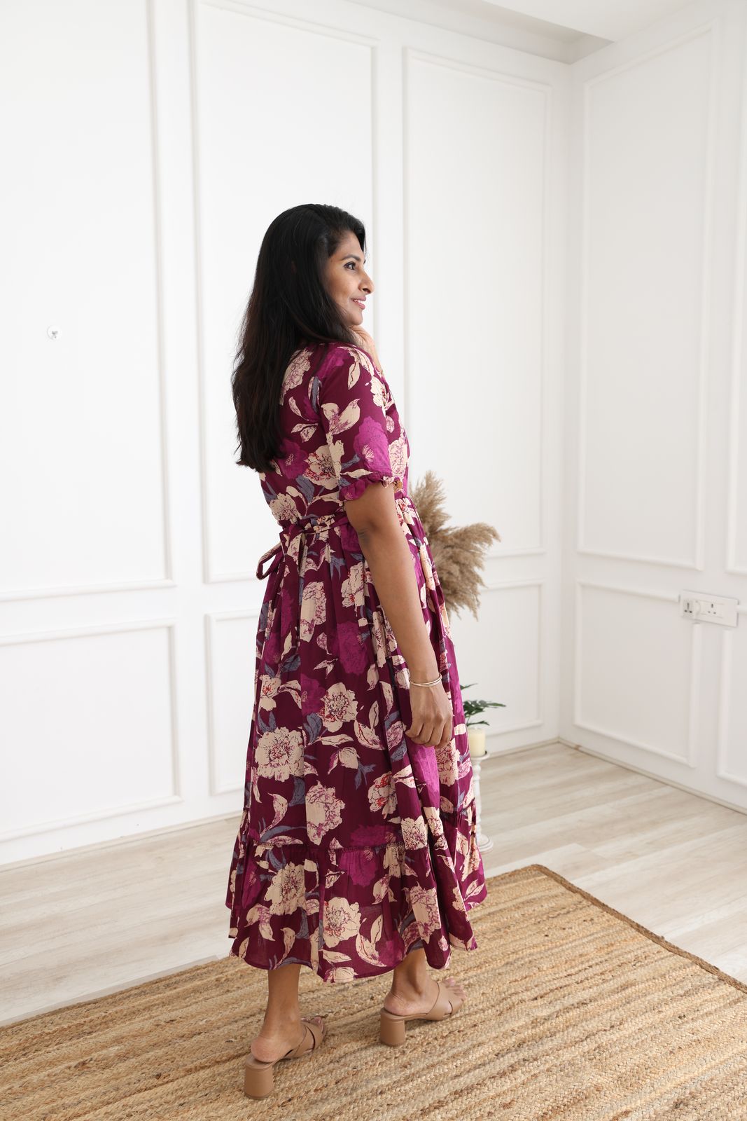 Violet blossom cotton maxi